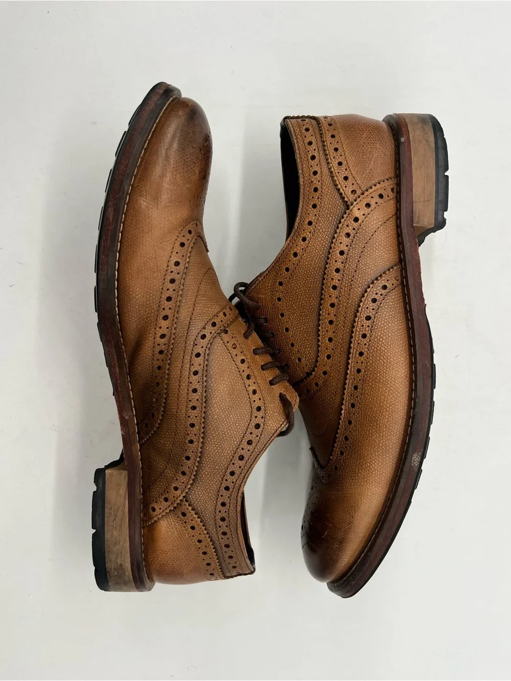 Ted Baker London GURI Men’s Sz 10 Tan Brown Leather Brogue WingTip Dress Shoes.